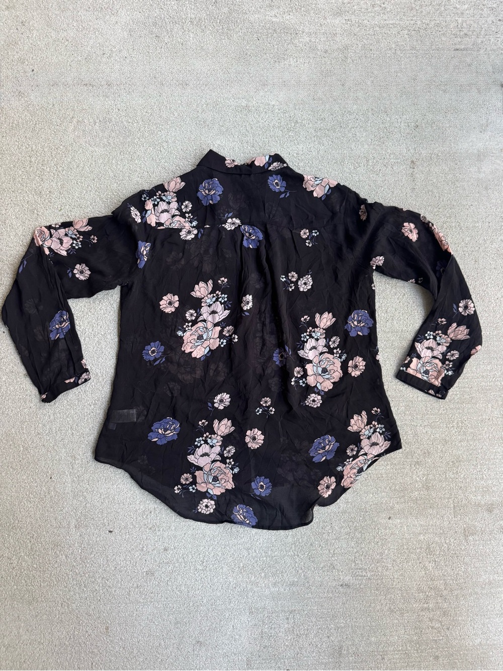 NWT cloth & stone Black Floral Button-Front Blouse XL - Picture 7 of 10
